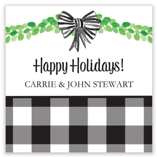 Black and White Bow Holiday Gift Stickers